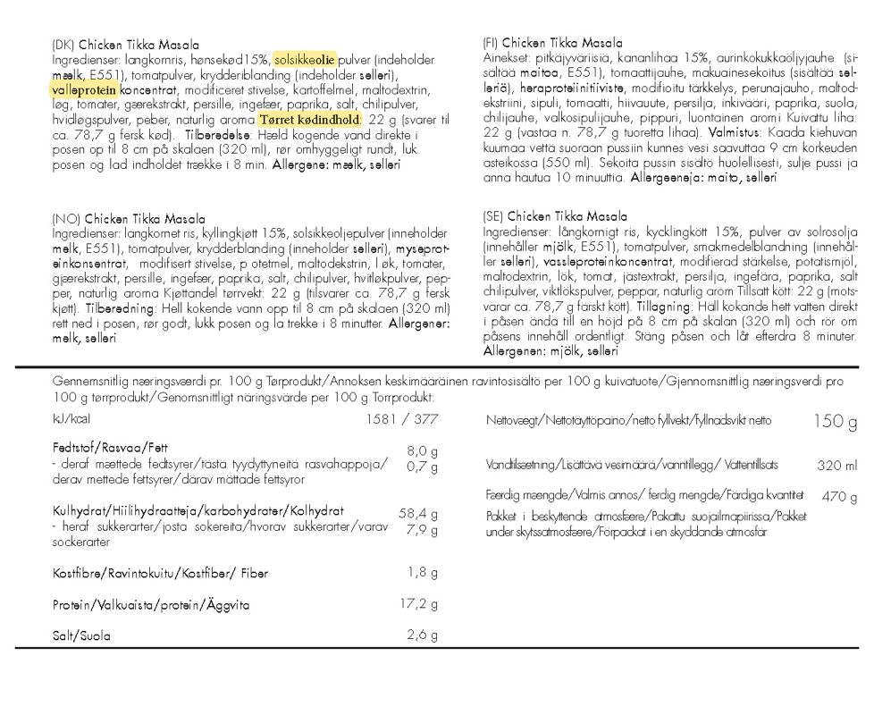 Chicken Tikka Masala med Ris - Trek'n Eat - Glutenfri -Frysetørret mad