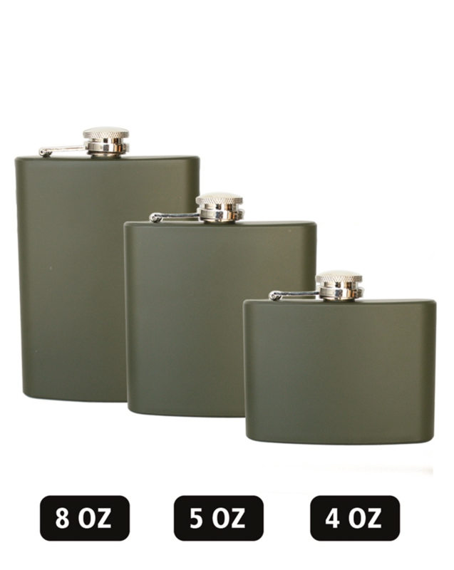 Lommelærke i rustfrit stål - Olive 8 oz