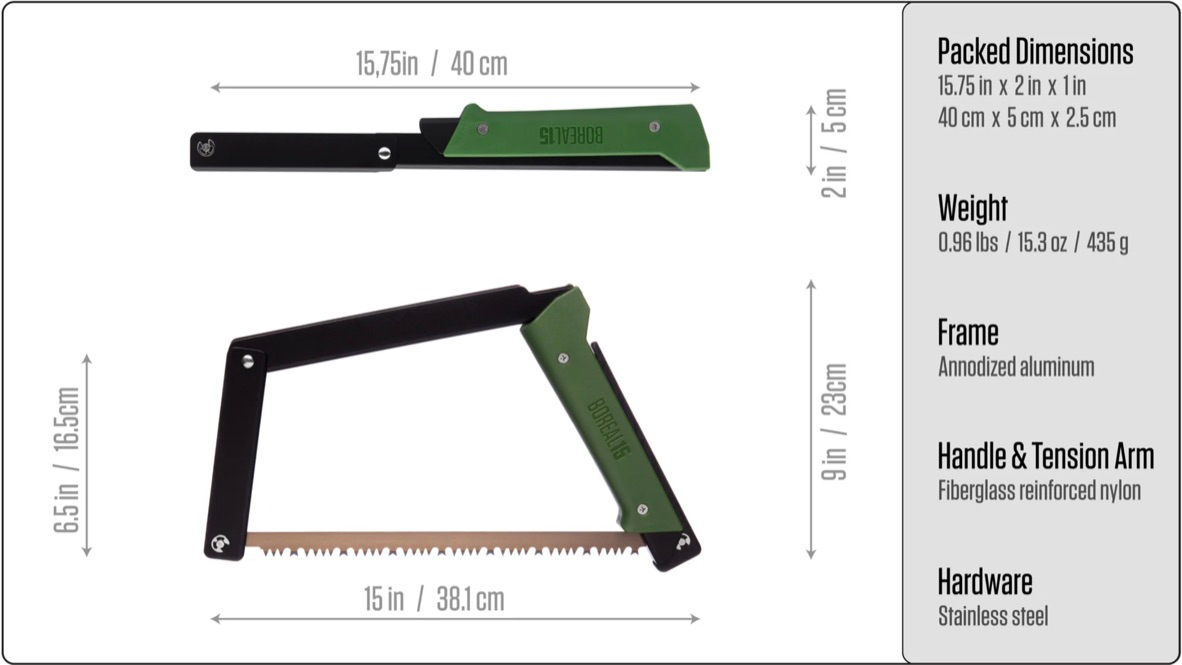 BOREAL 15 - foldbar bøjlesav/bucksaw fra Agawa