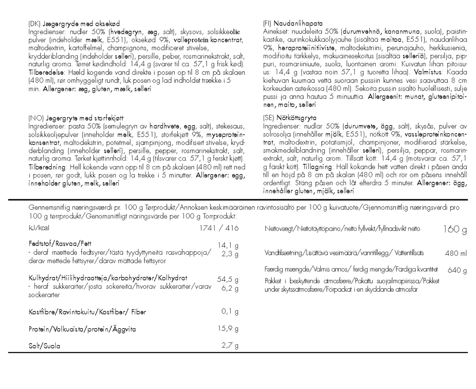 Jægergryde med oksekød og nudler - Trek´N Eat - Frysetørret mad