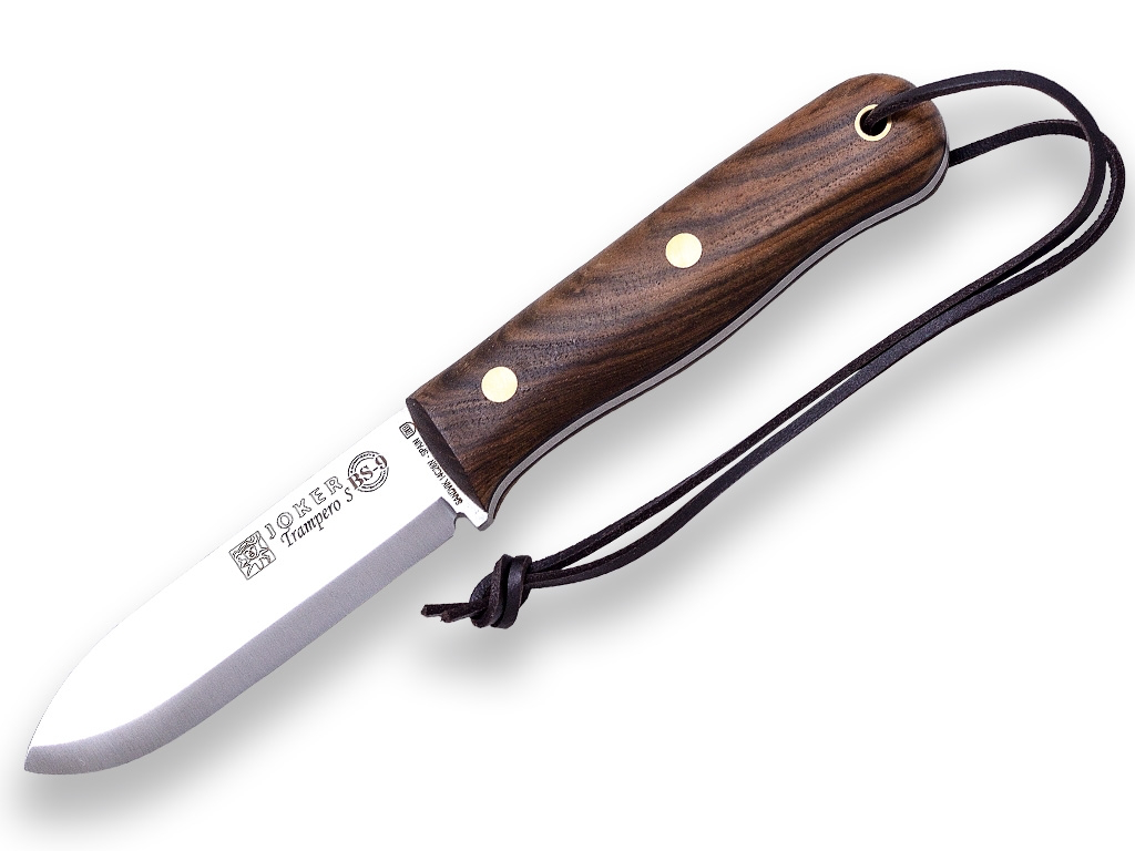 joker trampero kniv full tang kniv med valnød skæfte