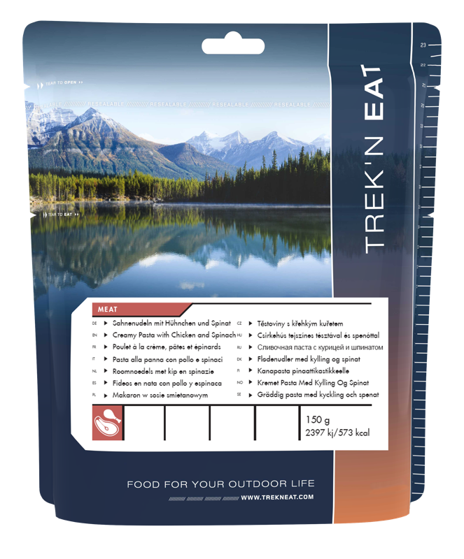 Flødenudler med kylling og spinat - Trek'n Eat